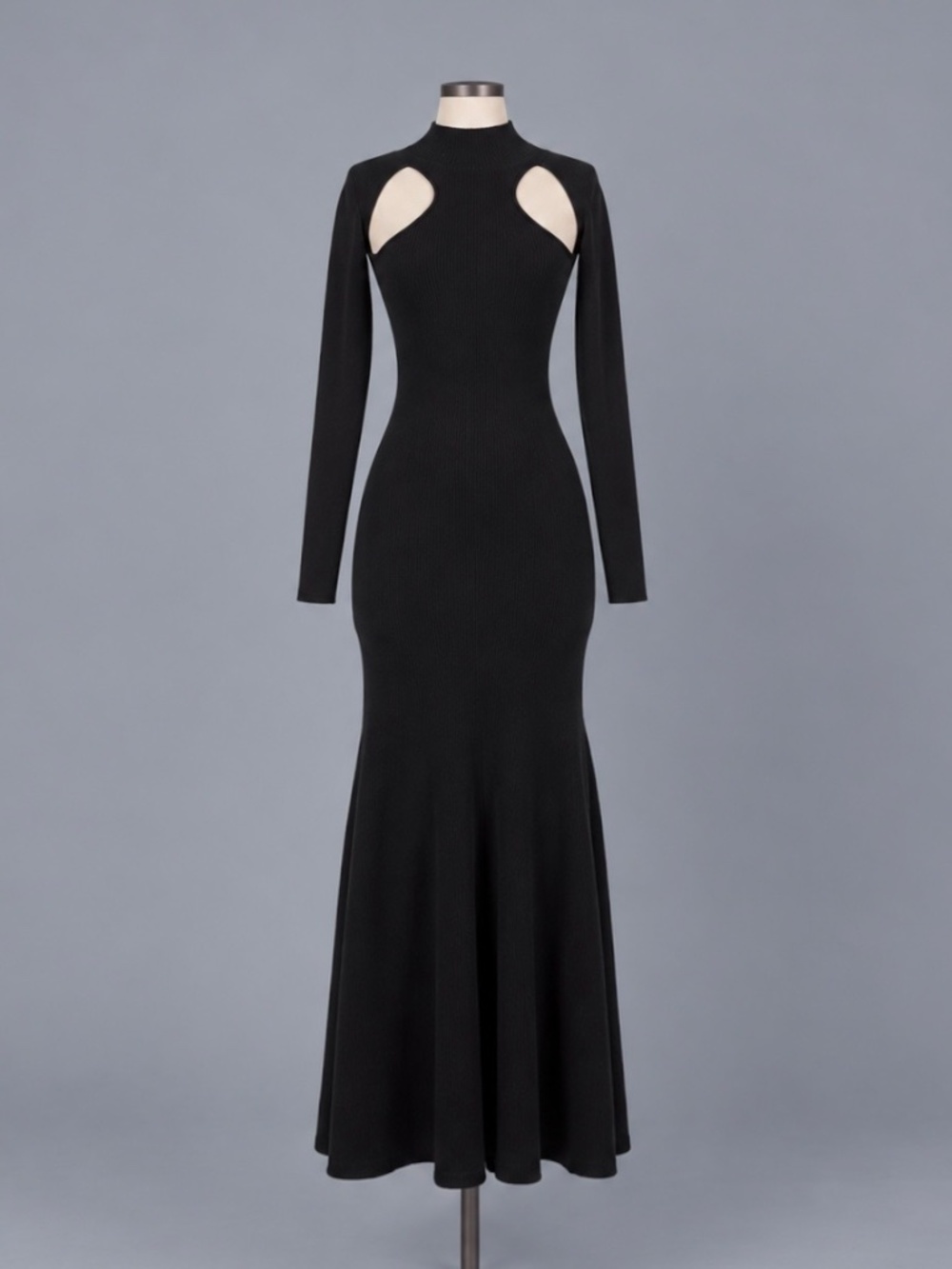 ASTR The Label Black Cutout Ribbed Maxi Dress XS NWT